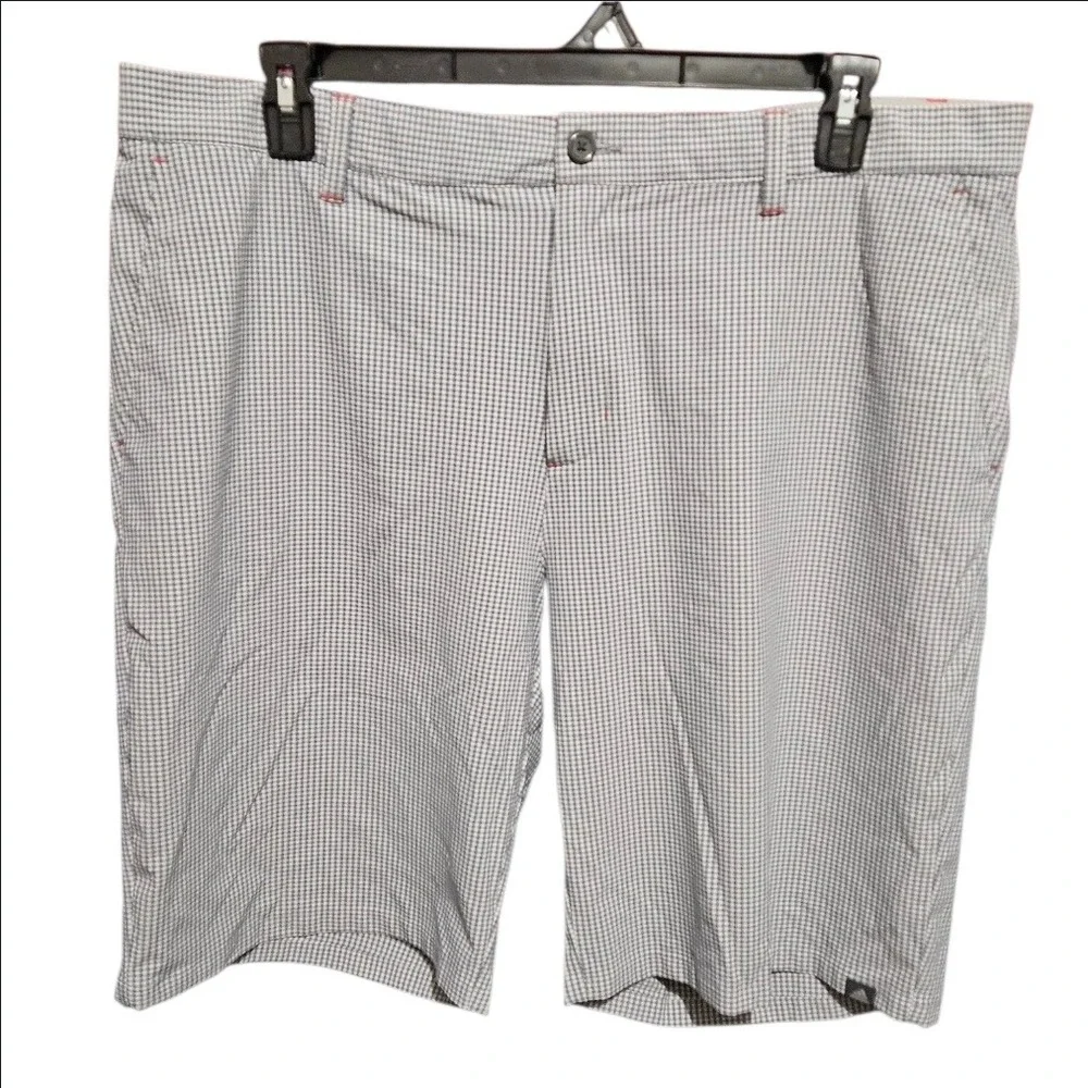 Adidas Golf Mens Ultimate365 Gingham Check Shorts Grey White DP0303 Size 40